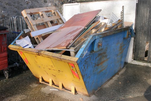 North London rubbish collection trucks in action