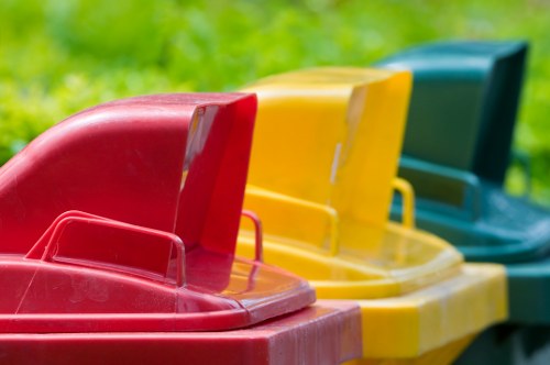 Separated recycling bins for different waste types