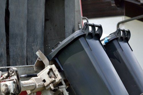 Recycling bins and waste segregation at a North London business